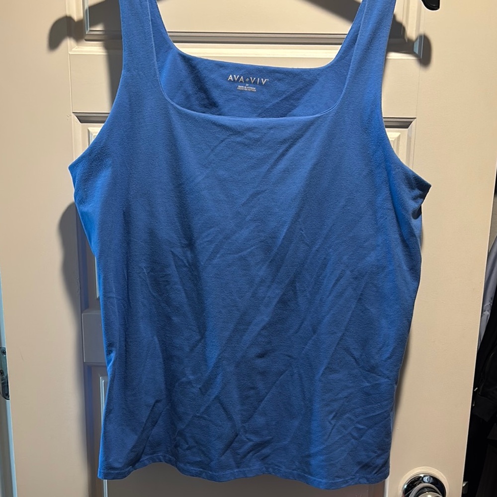Ava & Viv Blue Fitted Sleeveless Tank Top